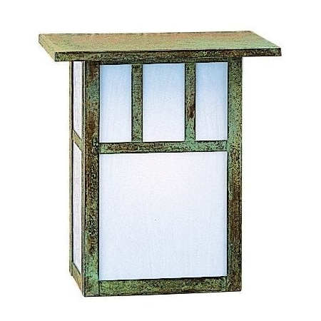 Arroyo Craftsman 8" Huntington Sconce With Roof And Double T-Bar Overlay, Slate, Rain Mist Glass HS-8DTRM-S
